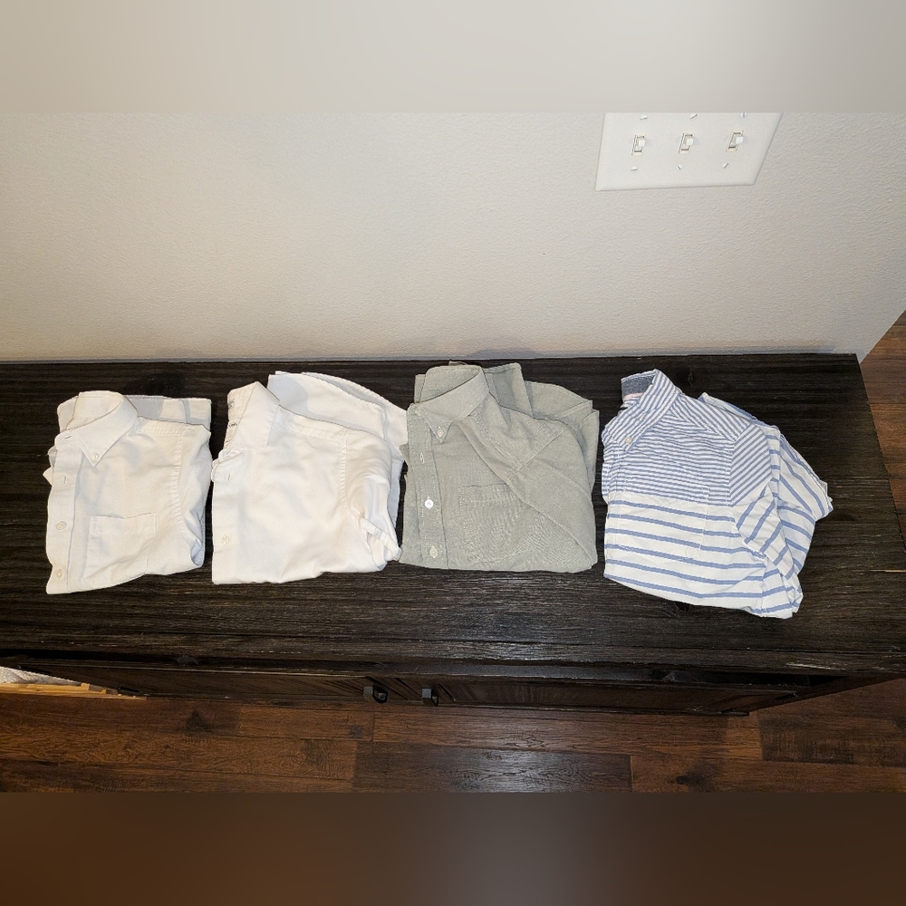 Boys Size 10/12 Long Sleeve Dress Shirts, Lot Of 4
